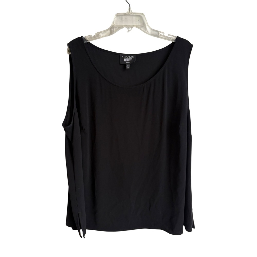 Emanuel Ungaro Liberte Black 100% Linen Sleeveless Shell Top Blouse Plus Size 3X